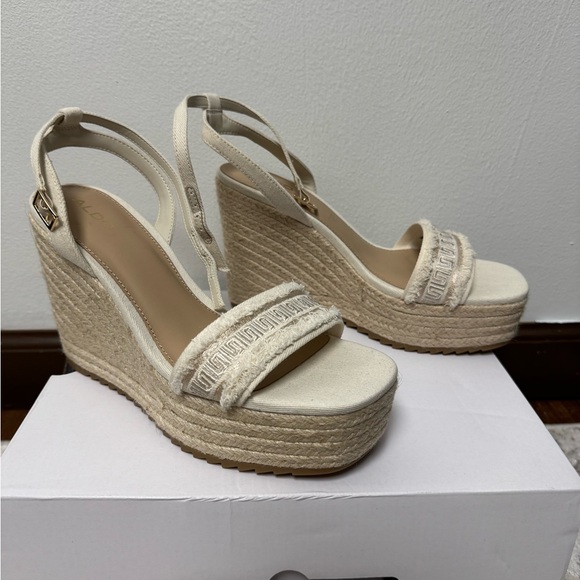 Aldo Shoes - ALDO SoldOut NWTBeige Espadrille Wedge Sandals Fringe Ankle Strap Women's US 7.5